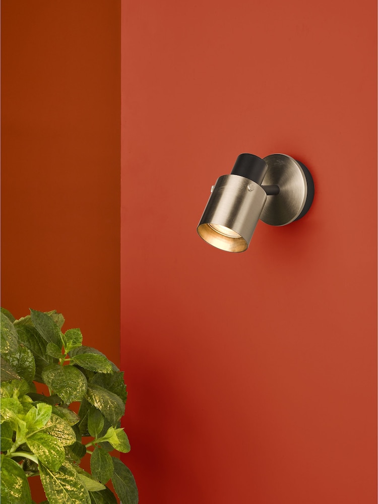 Dar Lighting Brushed Nickel Matt Black Ryan Single Spotlight - Image 1 of 3