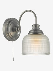 Dar Lighting Antique Chrome Textured Glass Tack Wall Light - Image 1 of 4