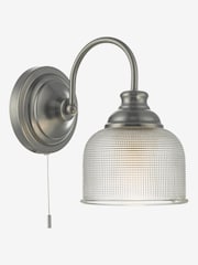 Dar Lighting Antique Chrome Textured Glass Tack Wall Light - Image 2 of 4
