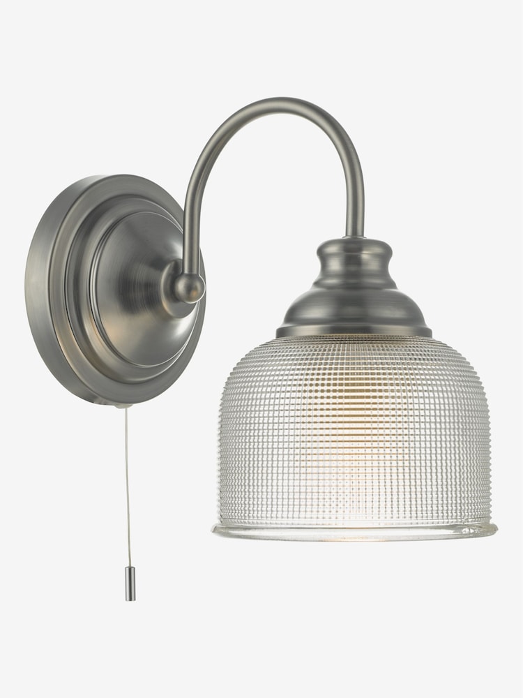 Dar Lighting Antique Chrome Textured Glass Tack Wall Light - Image 2 of 4