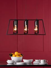 Dar Lighting Matt Black Polished Chrome Dax 3 Light Bar Pendant Light - Image 2 of 6