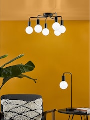 Dar Lighting Matt Black Dena 6 Light Semi Flush Ceiling Light - Image 1 of 6