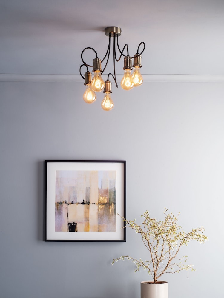 Dar Lighting Antique Brass Alzbet 5 Light Semi Flush Ceiling Light - Image 1 of 5