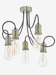 Dar Lighting Antique Brass Alzbet 5 Light Semi Flush Ceiling Light - Image 3 of 5