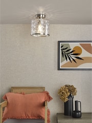 Dar Lighting Satin Chrome Glass Olsen Semi Flush Ceiling Light - Image 1 of 4