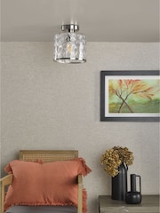 Dar Lighting Satin Chrome Glass Olsen Semi Flush Ceiling Light - Image 2 of 4