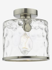 Dar Lighting Satin Chrome Glass Olsen Semi Flush Ceiling Light - Image 3 of 4