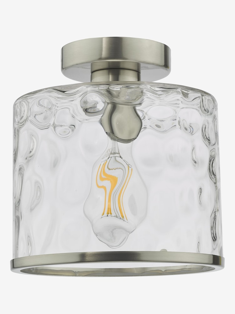 Dar Lighting Satin Chrome Glass Olsen Semi Flush Ceiling Light - Image 4 of 4