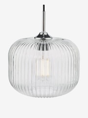 Dar Lighting Ribbed Glass Polished Chrome Demarius Pendant Ceiling Light - Image 5 of 5