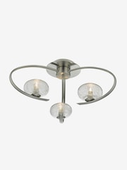 Dar Lighting Satin Chrome Textured Glass Leighton 3 Light Semi Flush Ceiling Light - Image 1 of 3