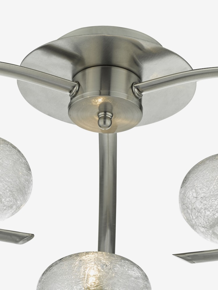 Dar Lighting Satin Chrome Textured Glass Leighton 3 Light Semi Flush Ceiling Light - Image 2 of 3
