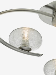 Dar Lighting Satin Chrome Textured Glass Leighton 3 Light Semi Flush Ceiling Light - Image 3 of 3