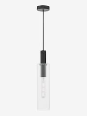 Dar Lighting Satin Black Ribbed Glass Ruben Pendant Ceiling Light - Image 3 of 7