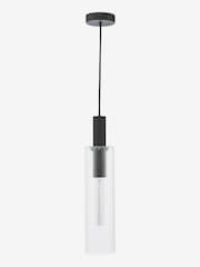 Dar Lighting Satin Black Ribbed Glass Ruben Pendant Ceiling Light - Image 4 of 7