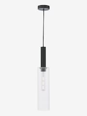 Dar Lighting Satin Black Ribbed Glass Ruben Pendant Ceiling Light - Image 5 of 7