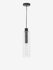 Dar Lighting Satin Black Ribbed Glass Ruben Pendant Ceiling Light - Image 6 of 7