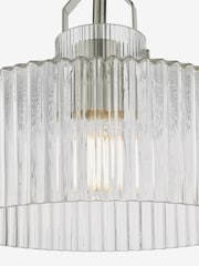 Dar Lighting Satin Nickel Ribbed Glass Lenka Semi Flush Ceiling Light - Image 5 of 5