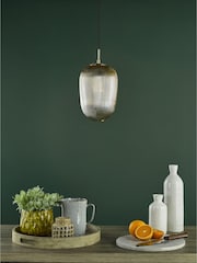 Dar Lighting Brushed Bronze Amber Ribbed Glass Abrielle Pendant Ceiling Light - Image 2 of 6