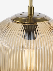 Dar Lighting Brushed Bronze Amber Ribbed Glass Abrielle Pendant Ceiling Light - Image 5 of 6