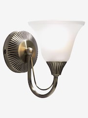 Dar Lighting Antique Brass Opal Glass Boston Wall Light - Image 1 of 2