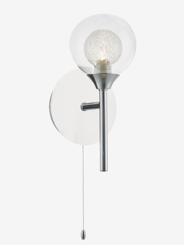 Dar Lighting Polished Chrome Glass Zeke Wall Light - Image 1 of 4