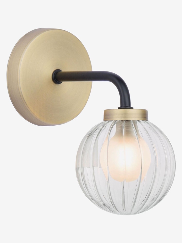 Dar Lighting Matt Black Antique Brass Gibbs Wall Light - Image 1 of 2