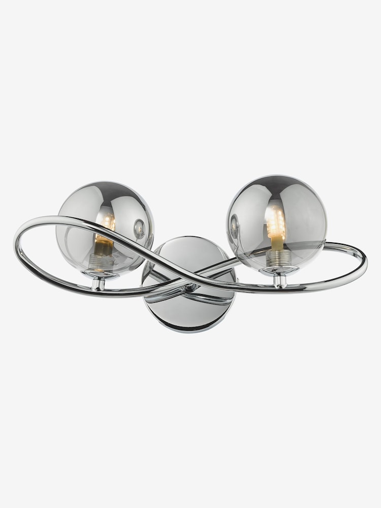 Dar Lighting Polished Chrome Smoked Glass Lysandra 2 Light Wall Light - Image 1 of 3