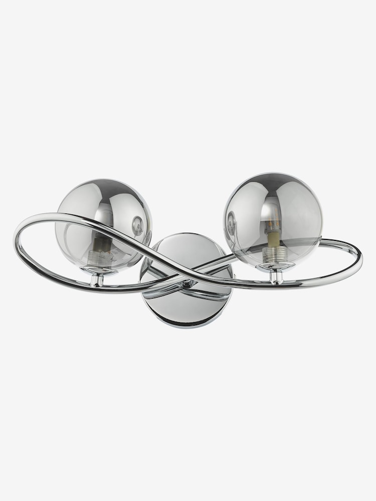 Dar Lighting Polished Chrome Smoked Glass Lysandra 2 Light Wall Light - Image 2 of 3