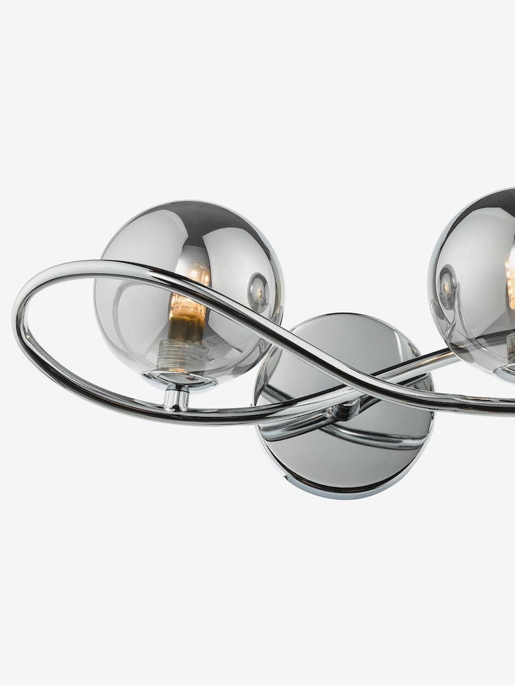 Dar Lighting Polished Chrome Smoked Glass Lysandra 2 Light Wall Light - Image 3 of 3
