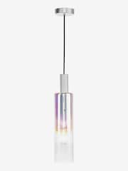 Dar Lighting Satin Silver Iridised Glass Ruben Pendant Ceiling Light - Image 2 of 6