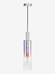 Dar Lighting Satin Silver Iridised Glass Ruben Pendant Ceiling Light - Image 3 of 6