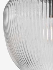 Dar Lighting Brushed Nickel  Ribbed Glass Abrielle Flush Ceiling Light - Image 5 of 6