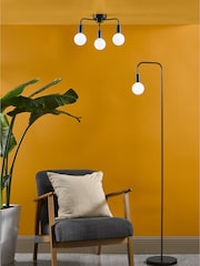 Dar Lighting Matt Black Dena 3 Light Semi Flush Ceiling Light - Image 2 of 7