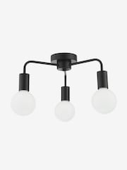 Dar Lighting Matt Black Dena 3 Light Semi Flush Ceiling Light - Image 3 of 7