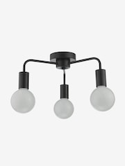 Dar Lighting Matt Black Dena 3 Light Semi Flush Ceiling Light - Image 4 of 7