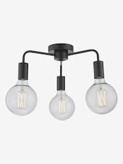 Dar Lighting Matt Black Dena 3 Light Semi Flush Ceiling Light - Image 5 of 7
