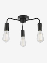 Dar Lighting Matt Black Dena 3 Light Semi Flush Ceiling Light - Image 6 of 7