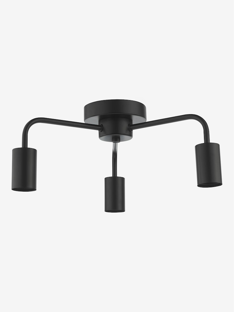 Dar Lighting Matt Black Dena 3 Light Semi Flush Ceiling Light - Image 7 of 7