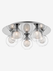 Dar Lighting Polished Chrome Glass Zeke 5 Light Flush Ceiling Light - Image 1 of 3