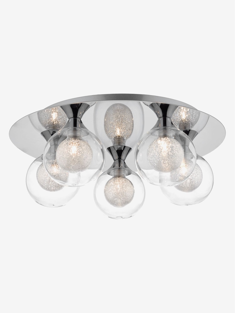 Dar Lighting Polished Chrome Glass Zeke 5 Light Flush Ceiling Light - Image 1 of 3