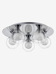 Dar Lighting Polished Chrome Glass Zeke 5 Light Flush Ceiling Light - Image 2 of 3