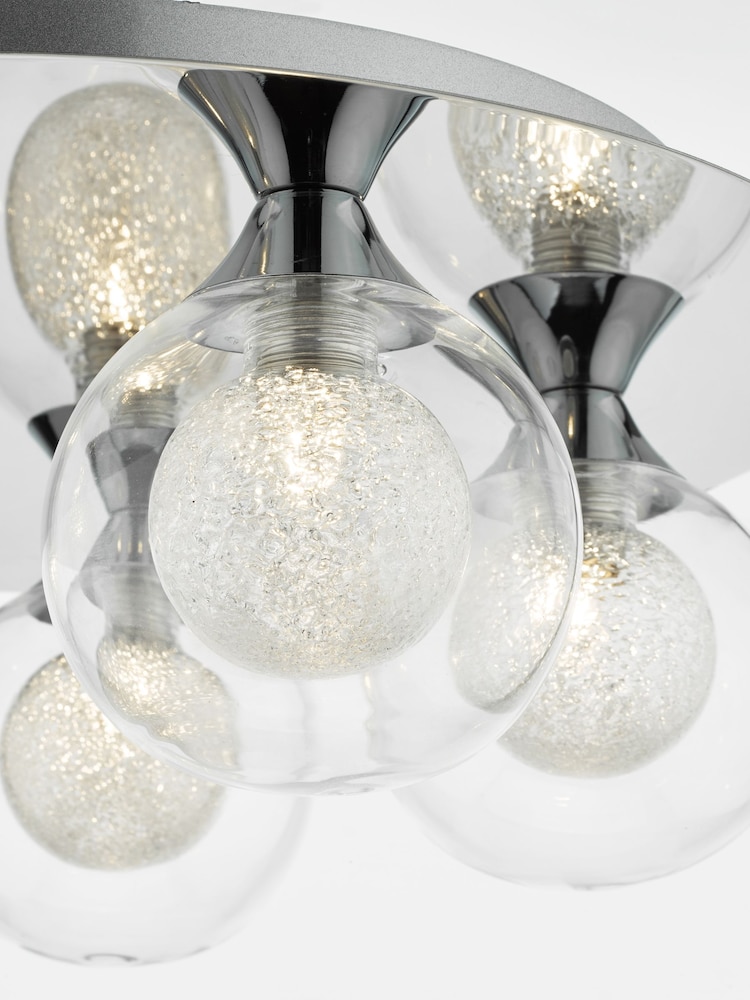 Dar Lighting Polished Chrome Glass Zeke 5 Light Flush Ceiling Light - Image 3 of 3