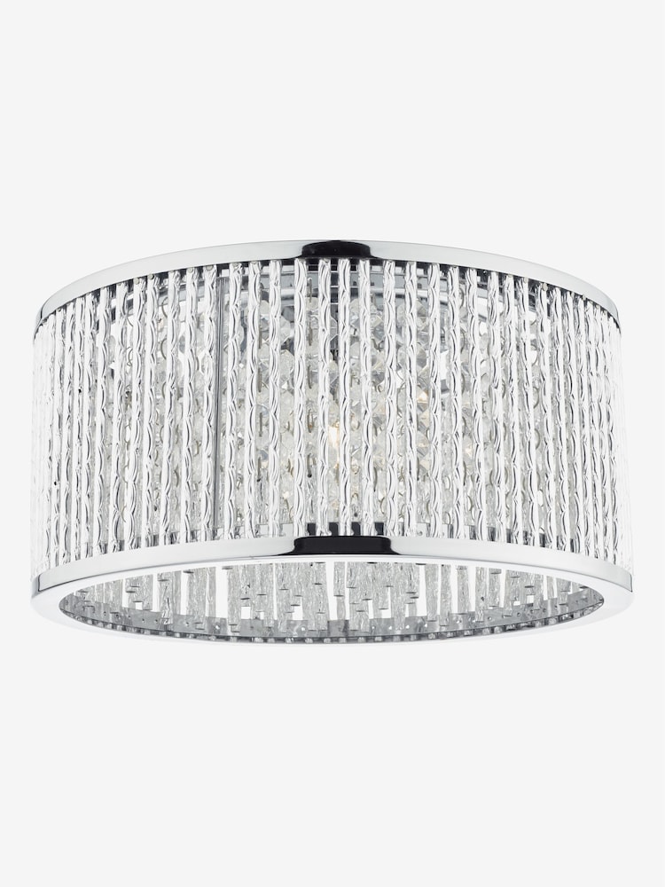 Dar Lighting Polished Chrome Clear Nantes 3 Light Flush Ceiling Light - Image 1 of 4