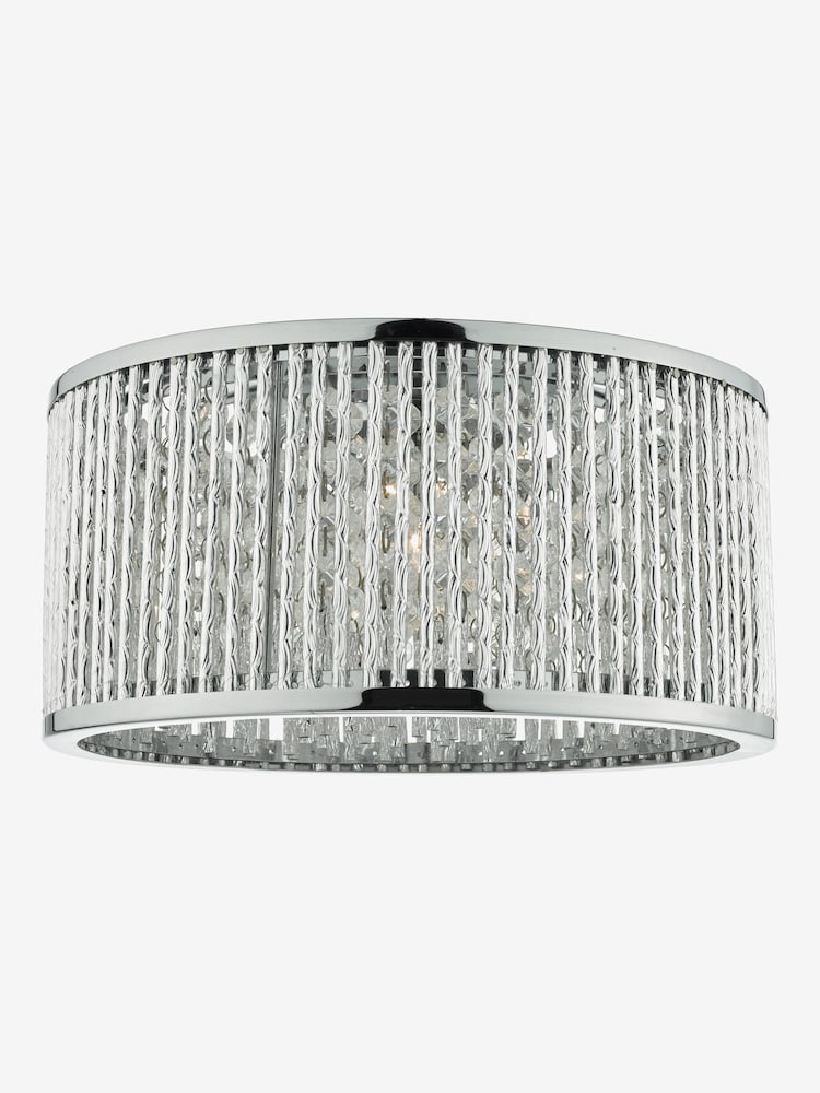 Dar Lighting Polished Chrome Clear Nantes 3 Light Flush Ceiling Light - Image 2 of 4