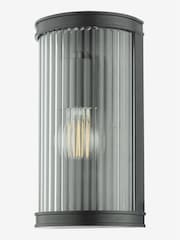 Dar Lighting Matt Black Ribbed Glass Anund Wall Light - Image 1 of 5