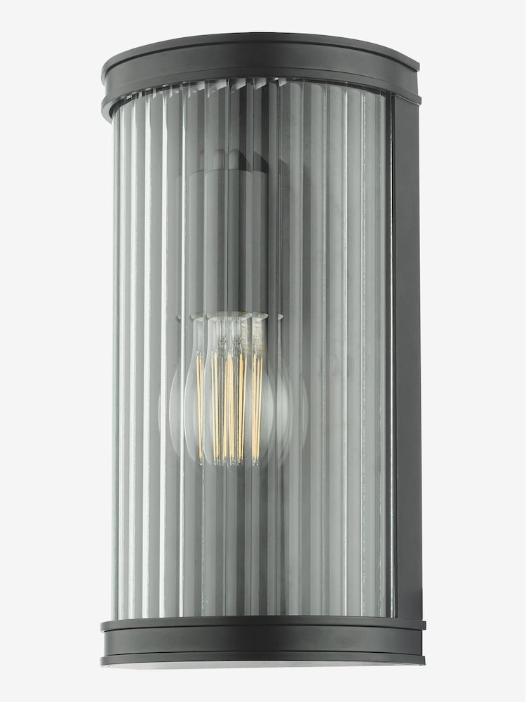 Dar Lighting Matt Black Ribbed Glass Anund Wall Light - Image 1 of 5