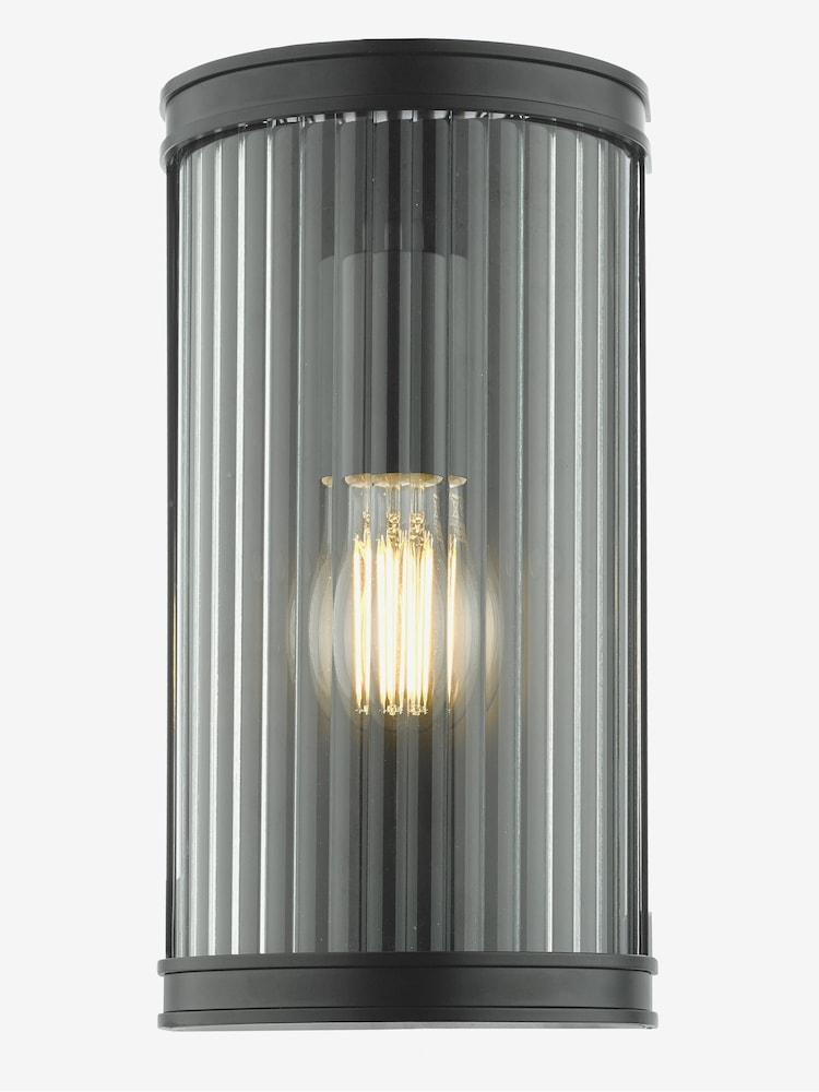 Dar Lighting Matt Black Ribbed Glass Anund Wall Light - Image 2 of 5 Dar Lighting Matt Black Ribbed Glass Anund Wall Light - Image 2 of 5