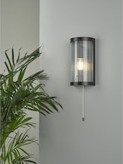 Dar Lighting Matt Black Ribbed Glass Anund Wall Light - Image 5 of 5