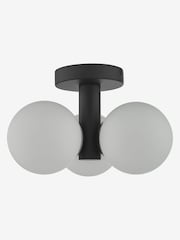 Dar Lighting Matt Black Opal Glass Blake 3 Light Semi Flush Ceiling Light - Image 3 of 4