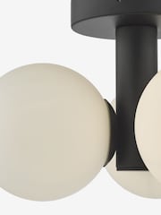 Dar Lighting Matt Black Opal Glass Blake 3 Light Semi Flush Ceiling Light - Image 4 of 4